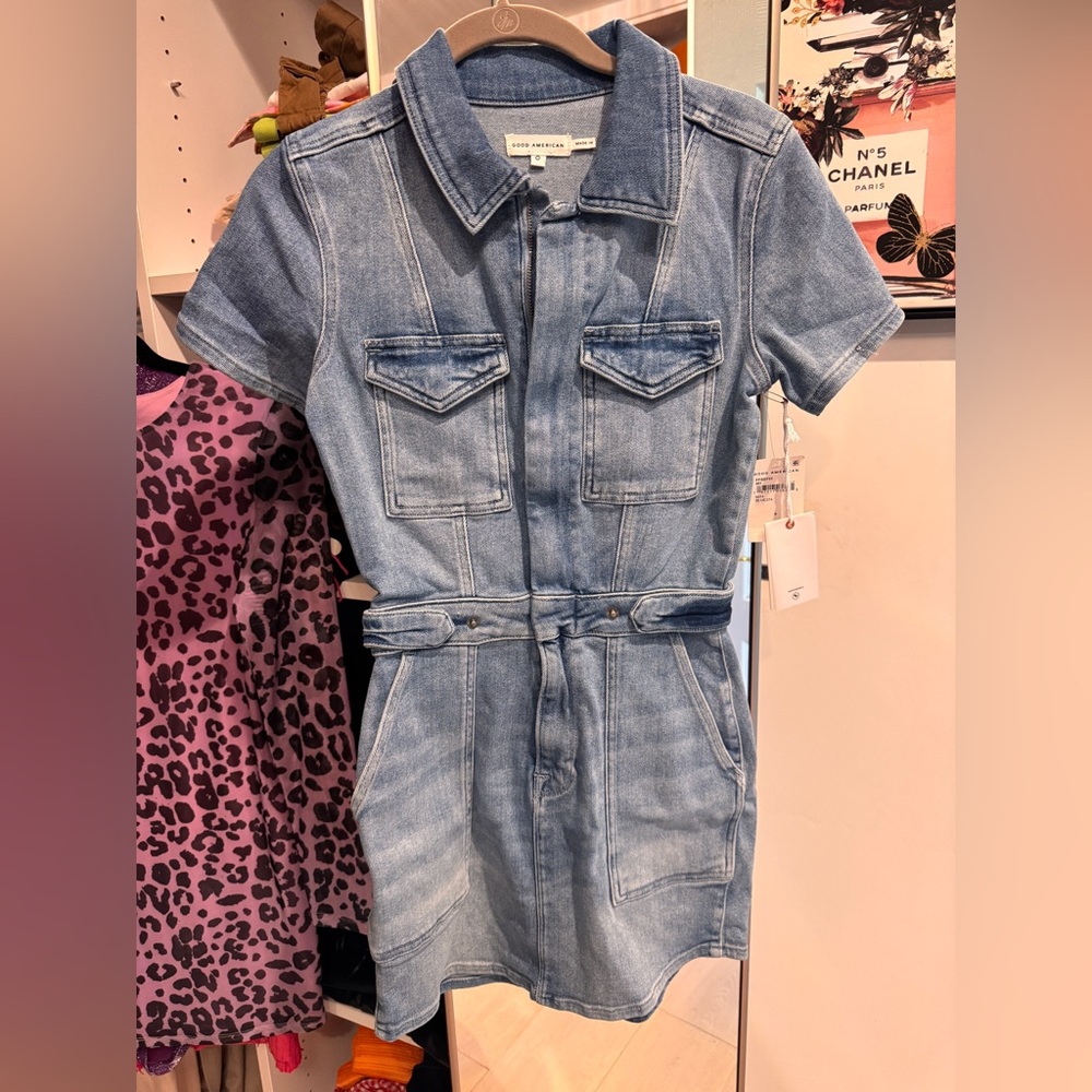 Good American Denim Mini Dress with Belt